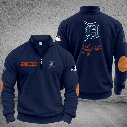 [FLASH SALE] NEW CUSTOMIZED MLB16 DTS DETROIT TIGERS MULTICOLOR STRIPED QUATER ZIP SWEATSHIRT