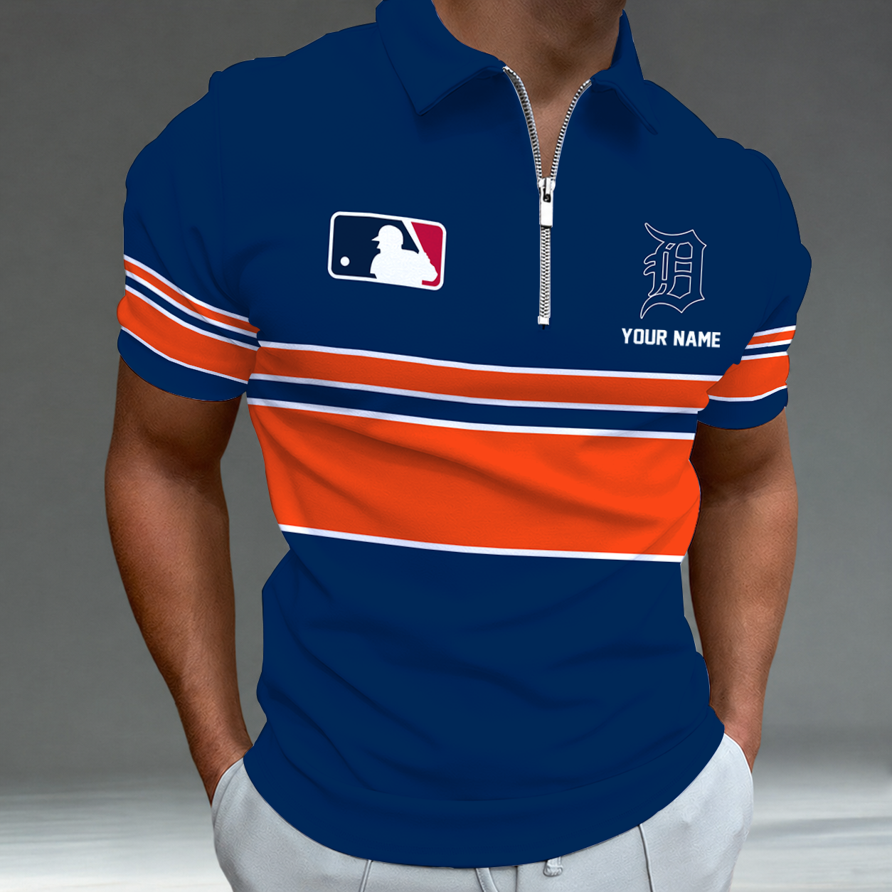 LIMITED EDITION - NEW CUSTOMIZED MLB16 DTS DETROIT TIGERS ZIP POLO SHIRT