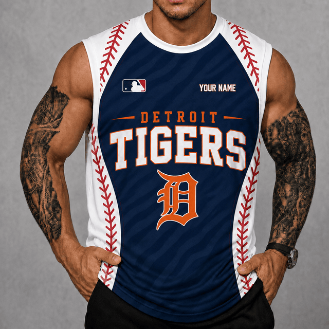 [FLASH SALE] NEW CUSTOMIZED MLB16 DTS DETROIT TIGERS TANK TOP & GYM SHIRT