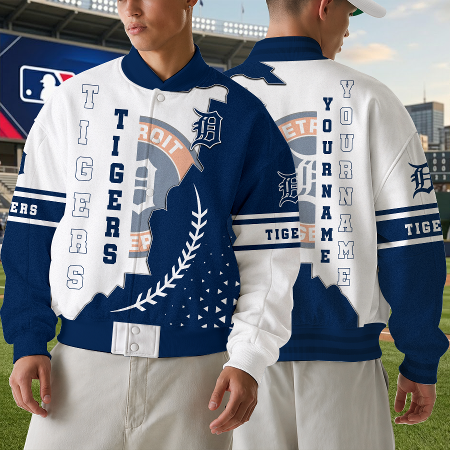 [FLASH SALE] NEW CUSTOMIZED MLB16 DTS DETROIT TIGERS SATIN VARSITY & BASEBALL JACKET