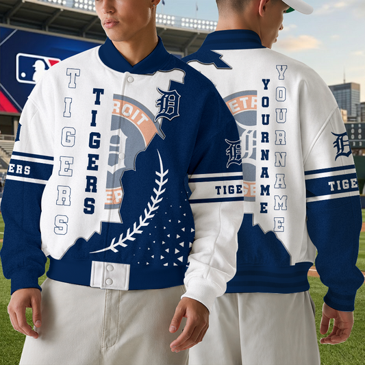 [FLASH SALE] NEW CUSTOMIZED MLB16 DTS DETROIT TIGERS SATIN VARSITY & BASEBALL JACKET