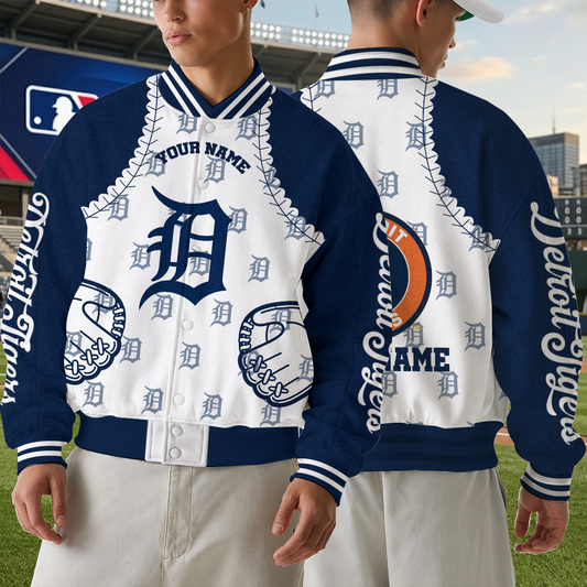 [FLASH SALE] NEW CUSTOMIZED MLB16 DTS DETROIT TIGERS SATIN VARSITY & BASEBALL JACKET