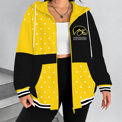 [FAN FAVORITE] NEW CUSTOMIZED NCAA MAM16 IWH IOWA HAWKEYES STRAPPY ZIP HOODIE