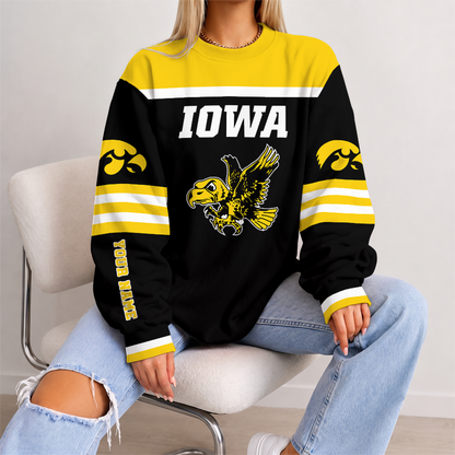 [FAN FAVORITE] NEW CUSTOMIZED NCAA MAM16 IWH IOWA HAWKEYES STRAPPY UNISEX SWEATSHIRT