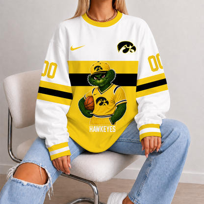 [FAN FAVORITE] NEW CUSTOMIZED NCAA MAM16 IWH IOWA HAWKEYES STRAPPY UNISEX SWEATSHIRT