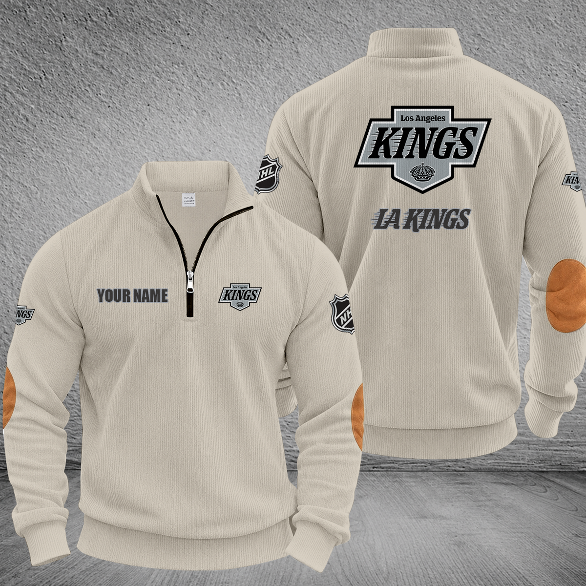[SUPER SALE] NEW CUSTOMIZED NHL16 LAK LOS ANGELES KINGS MULTICOLOR STRIPED QUATER ZIP SWEATSHIRT