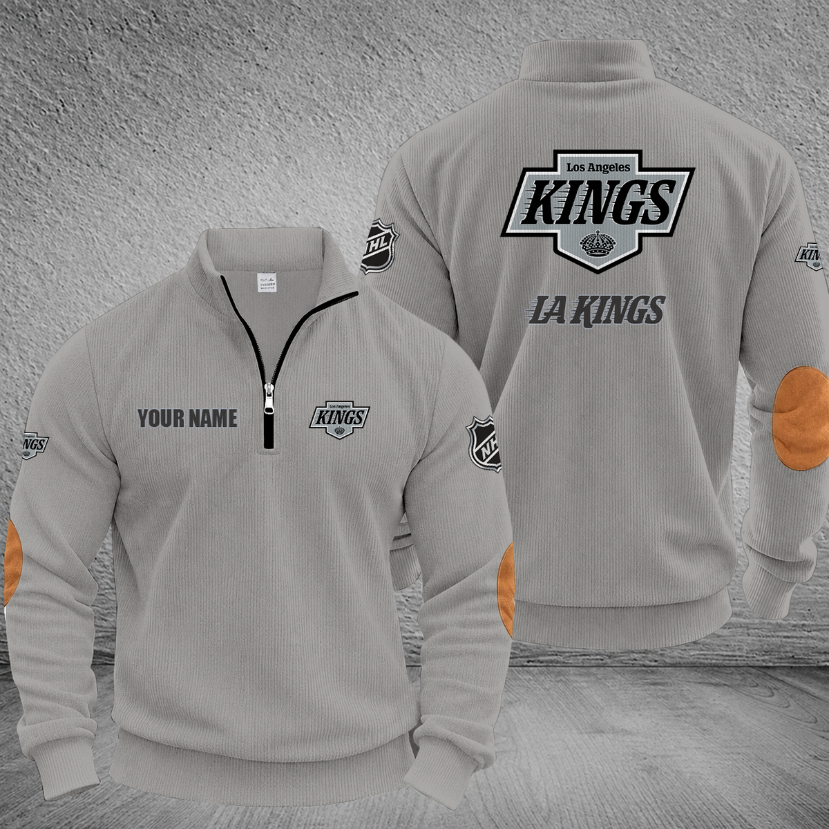 [SUPER SALE] NEW CUSTOMIZED NHL16 LAK LOS ANGELES KINGS MULTICOLOR STRIPED QUATER ZIP SWEATSHIRT
