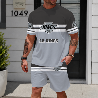 [SUPER SALE] NEW CUSTOMIZED NHL16 LAK LOS ANGELES KINGS UNISEX T-SHIRT & SHORTS SET