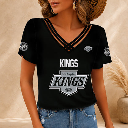 [SUPER SALE] NEW CUSTOMIZED NHL16 LAK LOS ANGELES KINGS V-NECK SHIRT