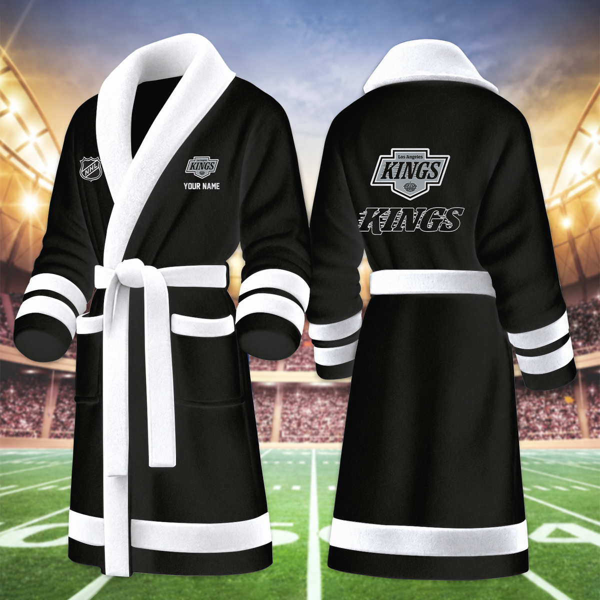 [SUPER SALE] NEW CUSTOMIZED NHL16 LAK LOS ANGELES KINGS MULTICOLOR FLEECE BATHROBE