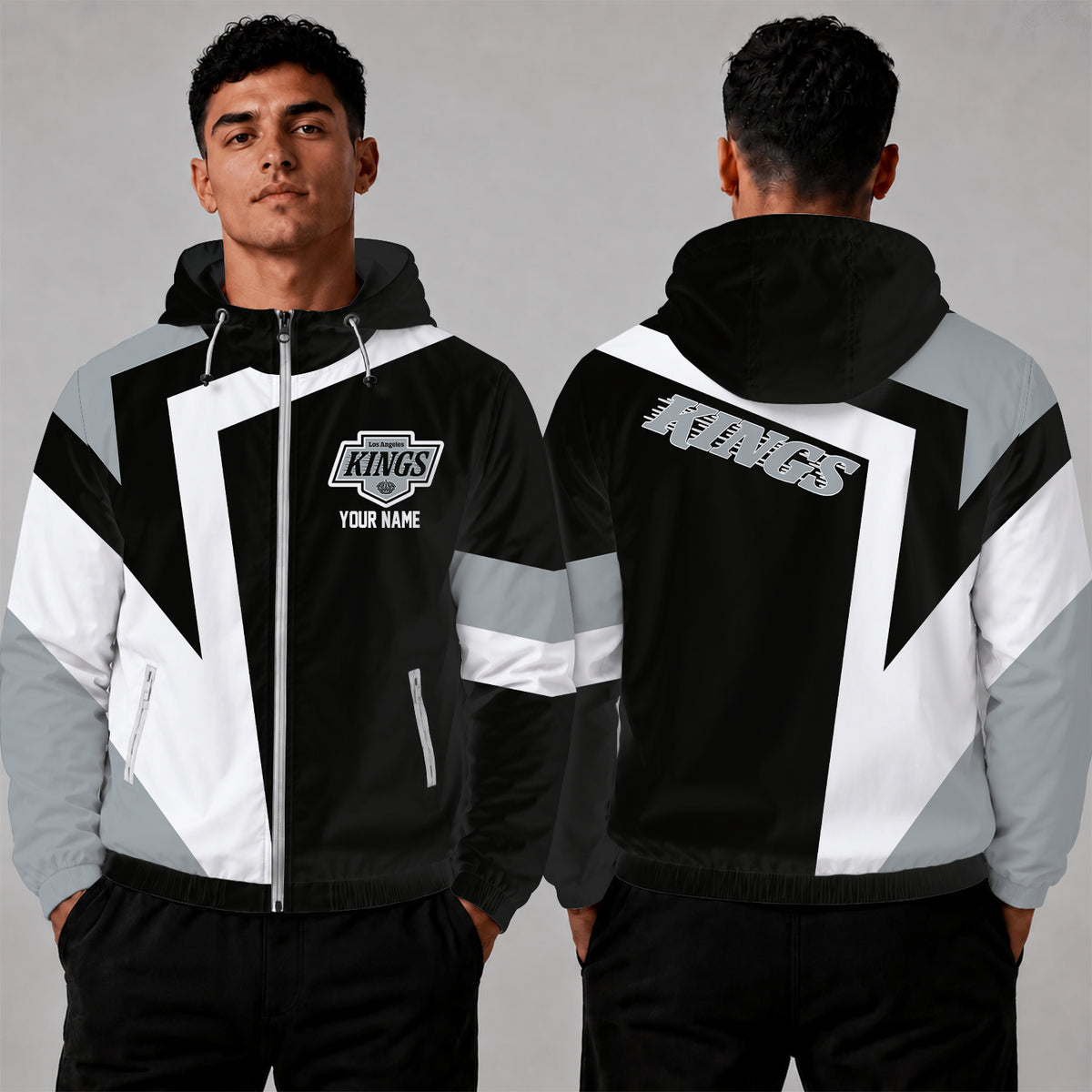 [SUPER SALE] NEW CUSTOMIZED NHL16 LAK LOS ANGELES KINGS WINDBREAKER JACKET