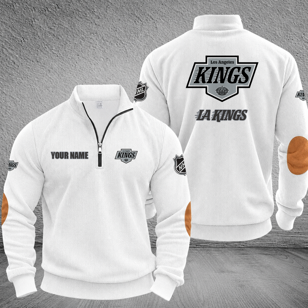 [SUPER SALE] NEW CUSTOMIZED NHL16 LAK LOS ANGELES KINGS MULTICOLOR STRIPED QUATER ZIP SWEATSHIRT