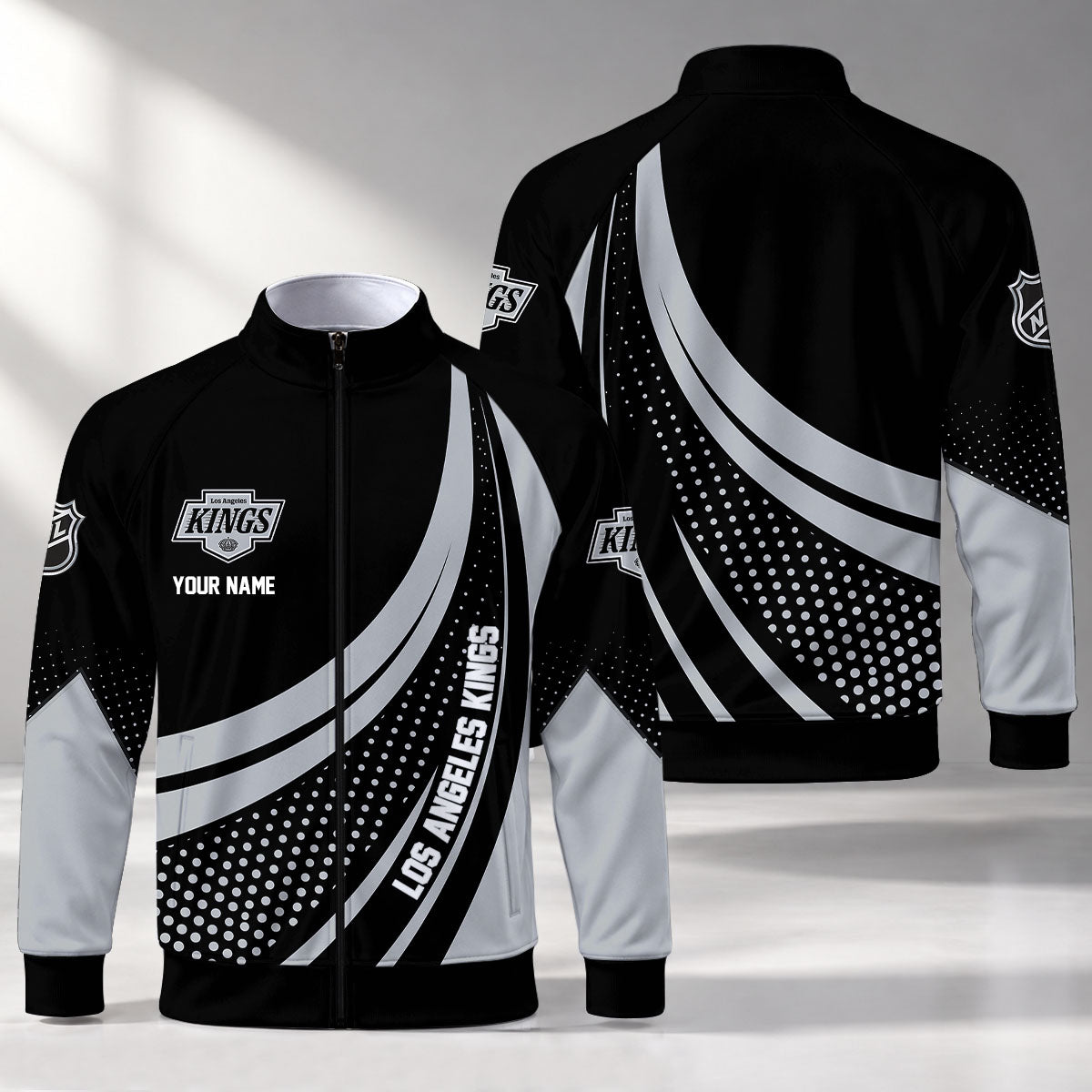 [SUPER SALE] NEW CUSTOMIZED NHL16 LAK LOS ANGELES KINGS STAND COLLAR JACKET