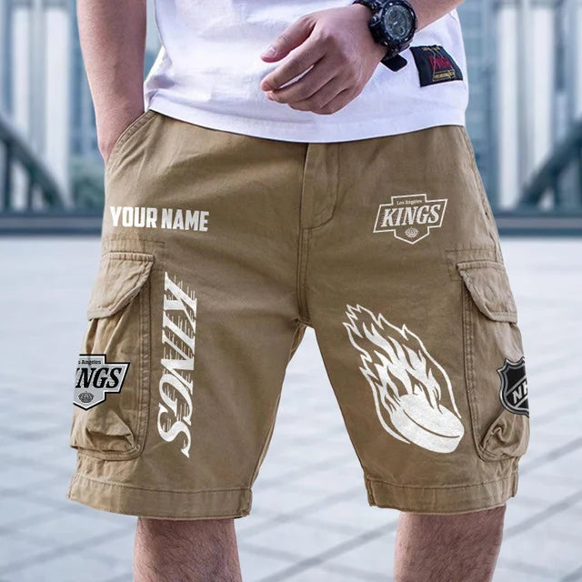 [SUPER SALE] NEW CUSTOMIZED NHL16 LAK LOS ANGELES KINGS CARGO SHORTS