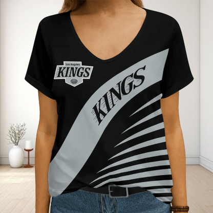 [SUPER SALE] NEW CUSTOMIZED NHL16 LAK LOS ANGELES KINGS V-NECK FEMALE SHIRT