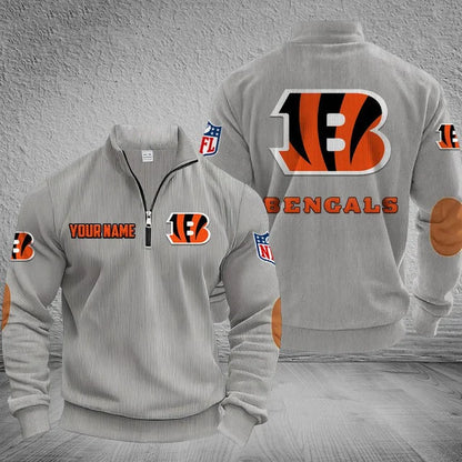 [SPECIAL OFFER] NEW CUSTOMIZED NFL16 CCB CINCINNATI BENGALS MULTICOLOR STRIPED QUATER ZIP SWEATSHIRT