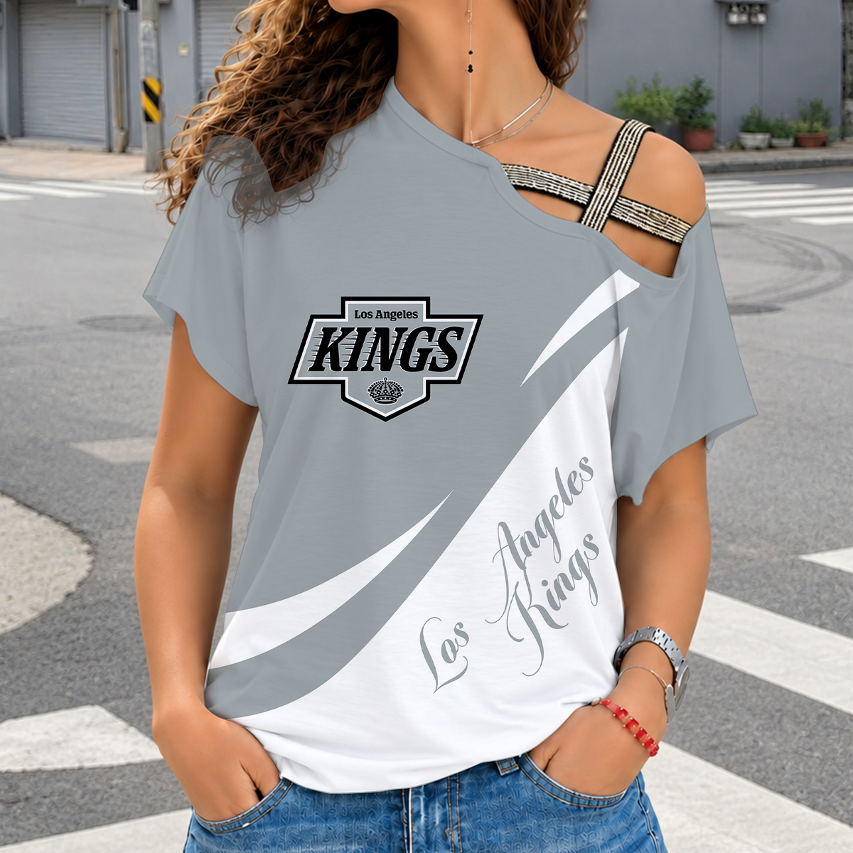[SUPER SALE] NEW CUSTOMIZED NHL16 LAK LOS ANGELES KINGS SHOULDER SHIRT