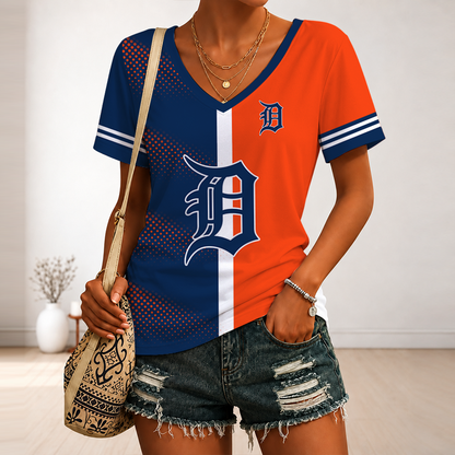 [FLASH SALE] NEW CUSTOMIZED MLB16 DTS DETROIT TIGERS V-NECK FEMALE SHIRT