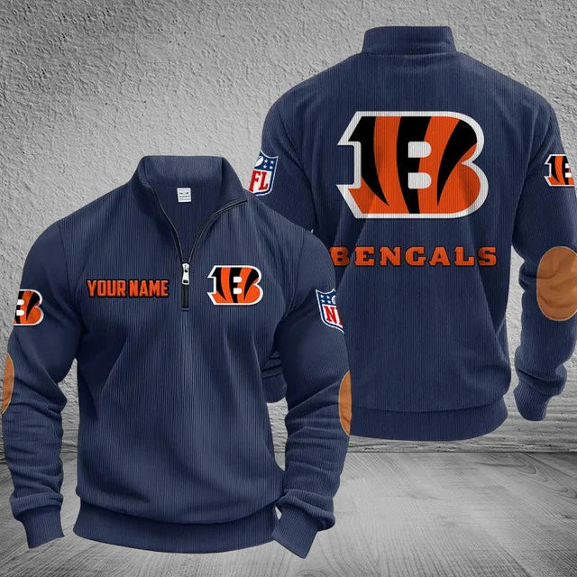 [SPECIAL OFFER] NEW CUSTOMIZED NFL16 CCB CINCINNATI BENGALS MULTICOLOR STRIPED QUATER ZIP SWEATSHIRT