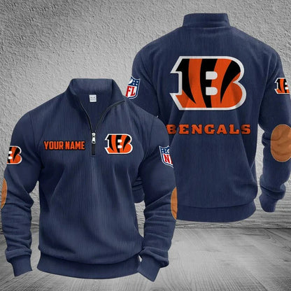 [SPECIAL OFFER] NEW CUSTOMIZED NFL16 CCB CINCINNATI BENGALS MULTICOLOR STRIPED QUATER ZIP SWEATSHIRT