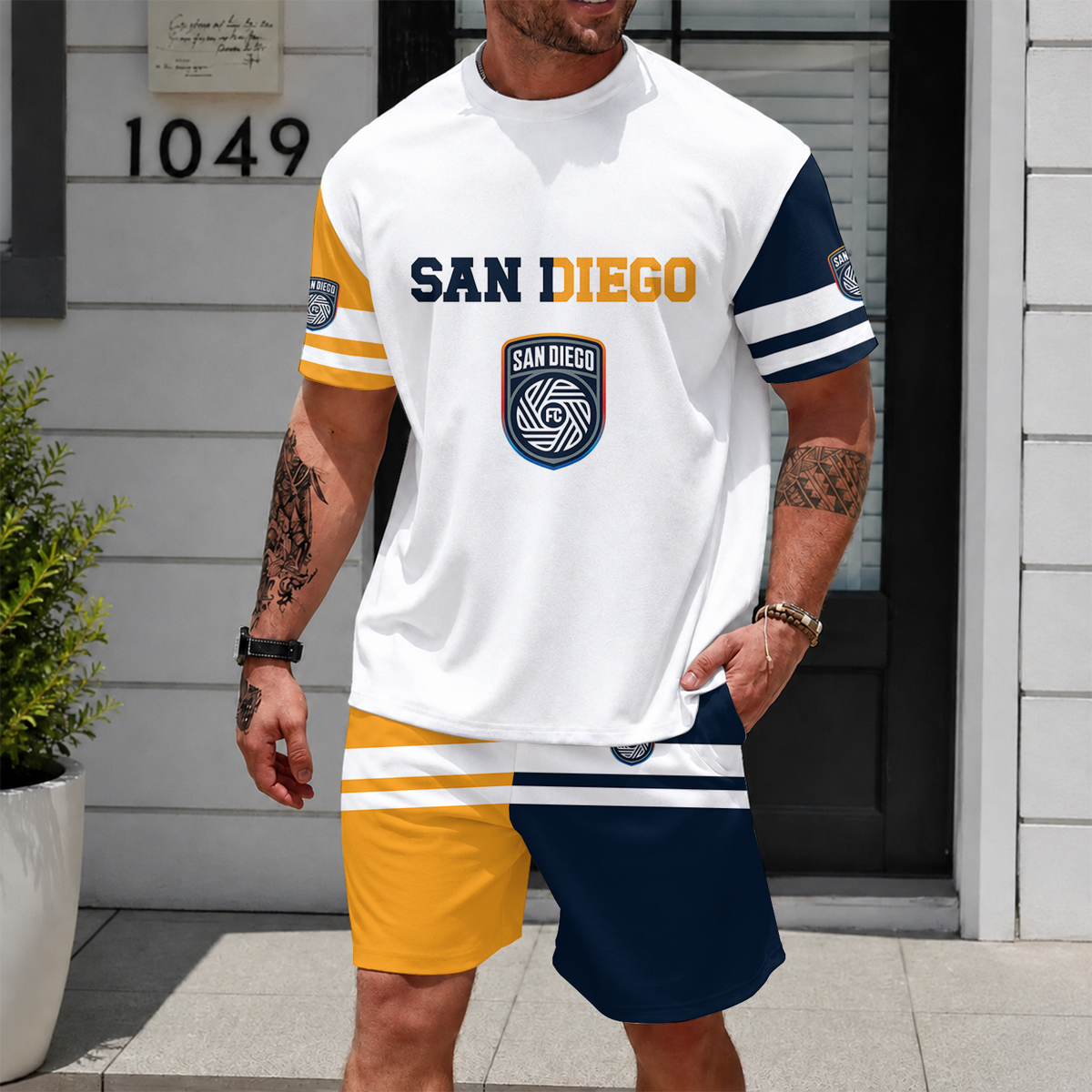 [FAN EXCLUSIVE] NEW CUSTOMIZED MLS16 SDF SAN DIEGO FC UNISEX T-SHIRT & SHORTS SET