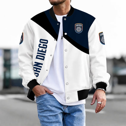 [FAN EXCLUSIVE] NEW CUSTOMIZED MLS16 SDF SAN DIEGO FC BASEBALL JACKET & SATIN VARSITY JACKET