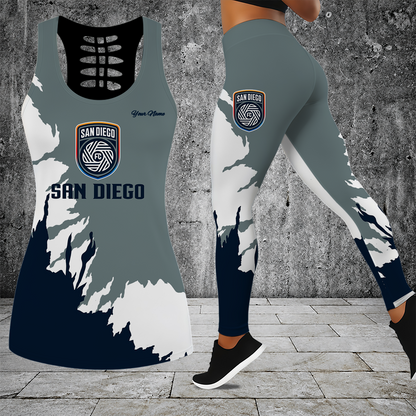 [FAN EXCLUSIVE] NEW CUSTOMIZED MLS16 SDF SAN DIEGO FC HOLLOW TANK TOP & LEGGINGS SET