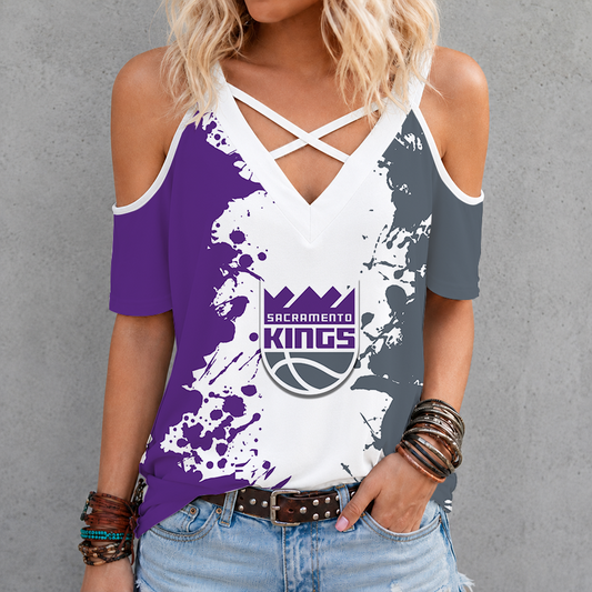 [HOT DEAL] NEW CUSTOMIZED NBA16 SKI SACRAMENTO KINGS CRISS CROSS V-NECK TOP