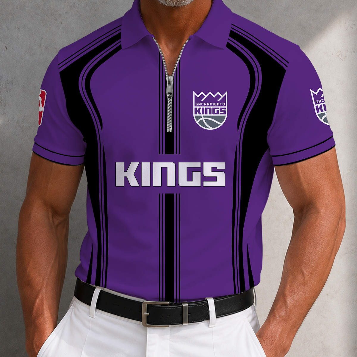 [HOT DEAL] NEW CUSTOMIZED NBA16 SKI SACRAMENTO KINGS ZIP POLO SHIRT