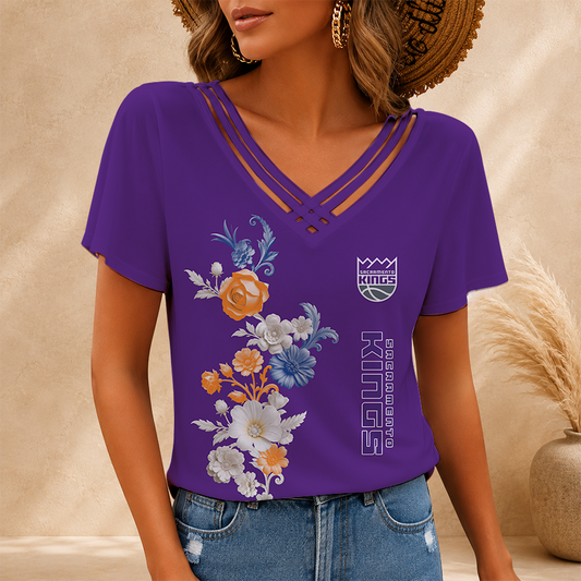 [HOT DEAL] NEW CUSTOMIZED NBA16 SKI SACRAMENTO KINGS V-NECK SHIRT