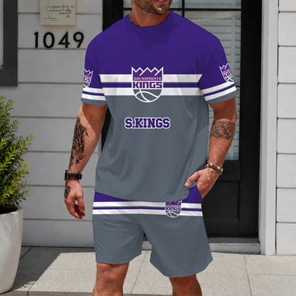 [HOT DEAL] NEW CUSTOMIZED NBA16 SKI SACRAMENTO KINGS UNISEX T-SHIRT & SHORTS SET