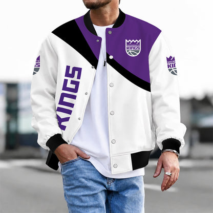 [HOT DEAL] NEW CUSTOMIZED NBA16 SKI SACRAMENTO KINGS BASEBALL JACKET, SATIN VARSITY JACKET