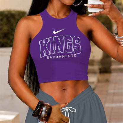 [HOT DEAL] NEW CUSTOMIZED NBA16 SKI SACRAMENTO KINGS'S CROP TOP & LONGPANTS SET