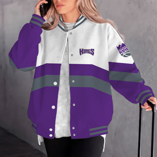 [HOT DEAL] NEW CUSTOMIZED NBA16 SKI SACRAMENTO KINGS BASEBALL JACKET, SATIN VARSITY JACKET