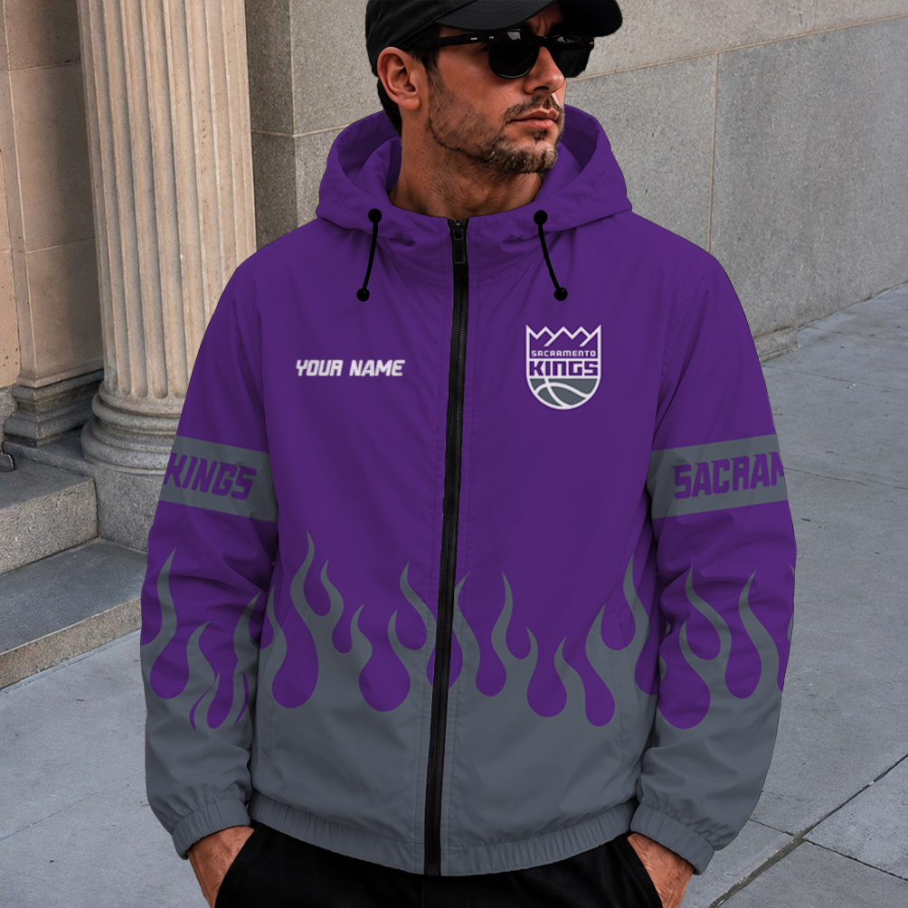[HOT DEAL] NEW CUSTOMIZED NBA16 SKI SACRAMENTO KINGS WINDBREAKER JACKET