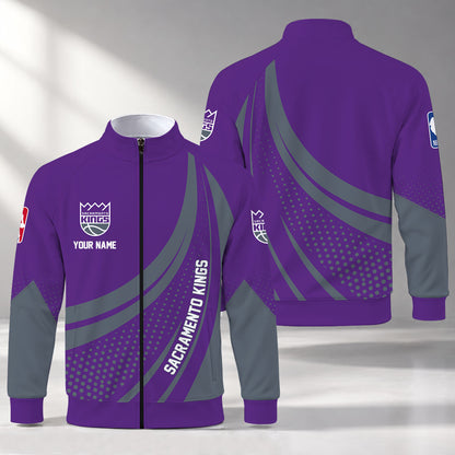 [HOT DEAL] NEW CUSTOMIZED NBA16 SKI SACRAMENTO KINGS STAND COLLAR JACKET