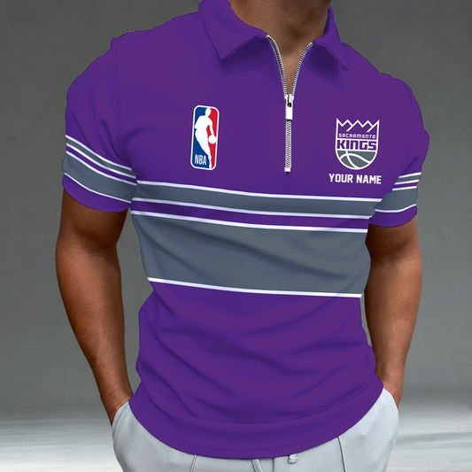 [HOT DEAL] NEW CUSTOMIZED NBA16 SKI SACRAMENTO KINGS ZIP POLO SHIRT