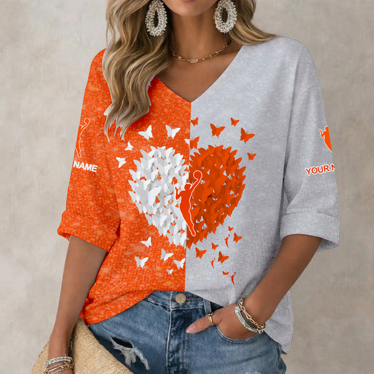 LIMITED EDITION - NEW CUSTOMIZED WNBA16 WOMEN'S NATIONAL BASKETBALL ASSOCIATION WOMEN'S HEART V-NECK LONG SLEEVE SHIRT