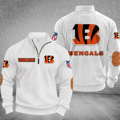 [SPECIAL OFFER] NEW CUSTOMIZED NFL16 CCB CINCINNATI BENGALS MULTICOLOR STRIPED QUATER ZIP SWEATSHIRT