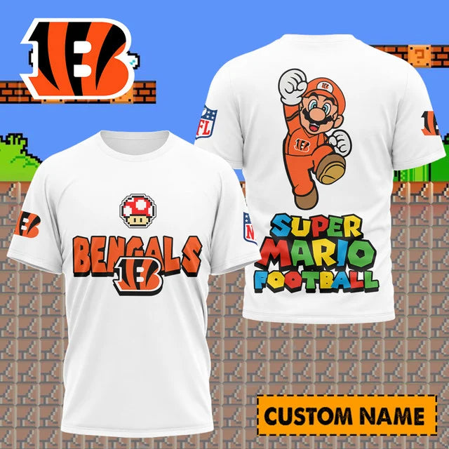 [SPECIAL OFFER] NEW CUSTOMIZED NFL16 CCB CINCINNATI BENGALS SUPER MARIO T-SHIRT, HOODIE, ZIP HOODIE