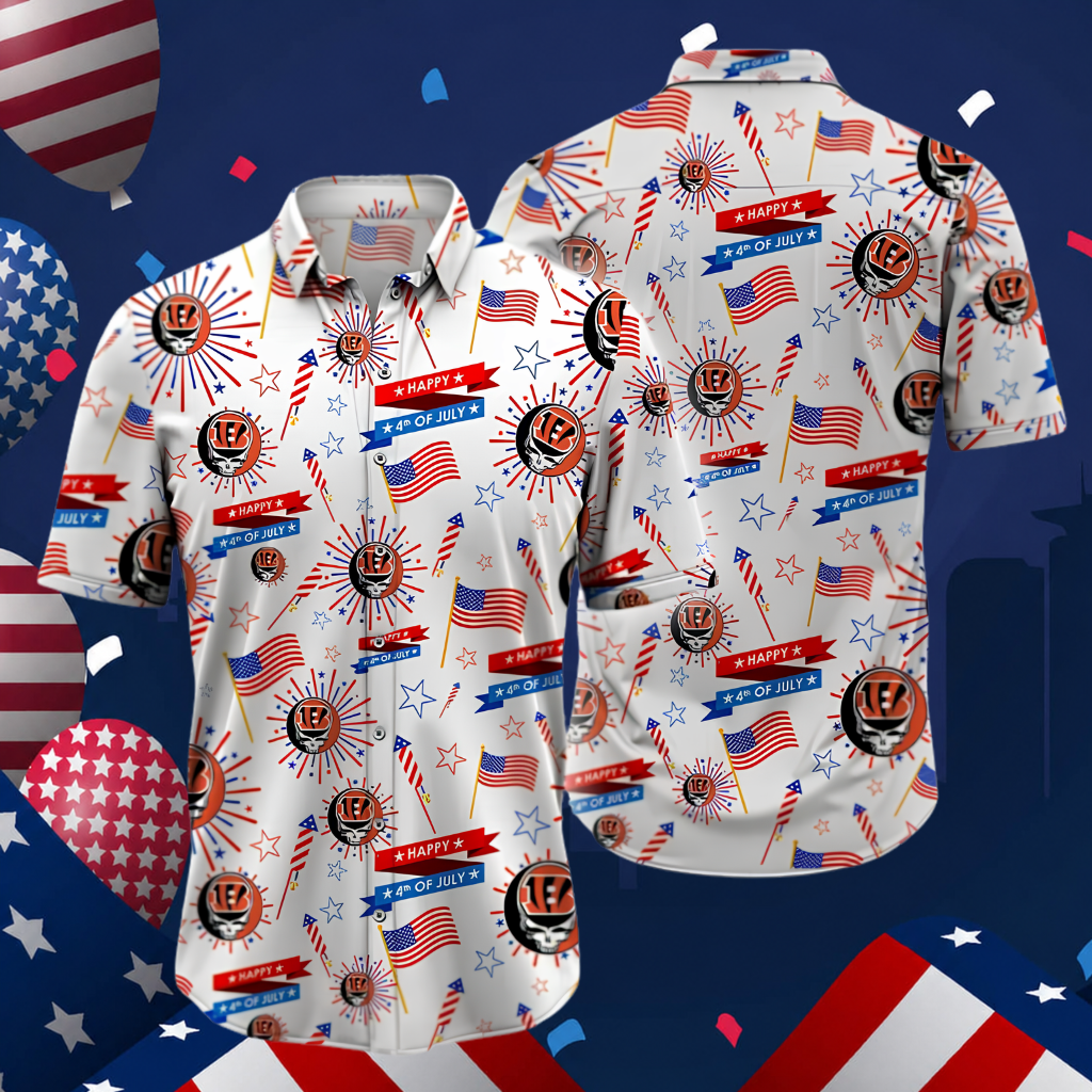 [SPECIAL OFFER] NEW CUSTOMIZED NFL16 CCB CINCINNATI BENGALS PATRIOTIC 250 USA HAWAIIAN SHIRT