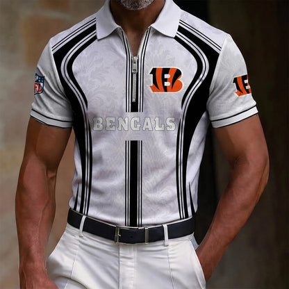 [SPECIAL OFFER] NEW CUSTOMIZED NFL16 CCB CINCINNATI BENGALS ZIP POLO SHIRT