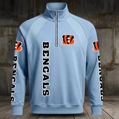 [SPECIAL OFFER] NEW CUSTOMIZED NFL16 CCB CINCINNATI BENGALS MEN'S MULTICOLOR QUARTER-ZIP PULLOVER