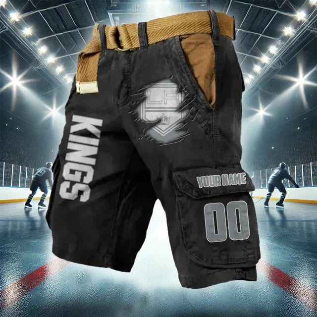 [SUPER SALE] NEW CUSTOMIZED NHL16 LAK LOS ANGELES KINGS CARGO SHORTS