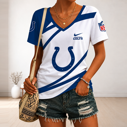 [SPECIAL OFFER] NEW CUSTOMIZED NFL17 IDC INDIANAPOLIS COLTS V-NECK FEMALE SHIRT