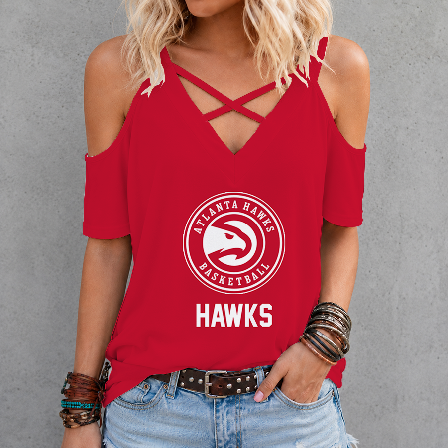 [HOT DEAL] NEW CUSTOMIZED NBA17 AHA ATLANTA HAWKS CRISS CROSS V-NECK TOP