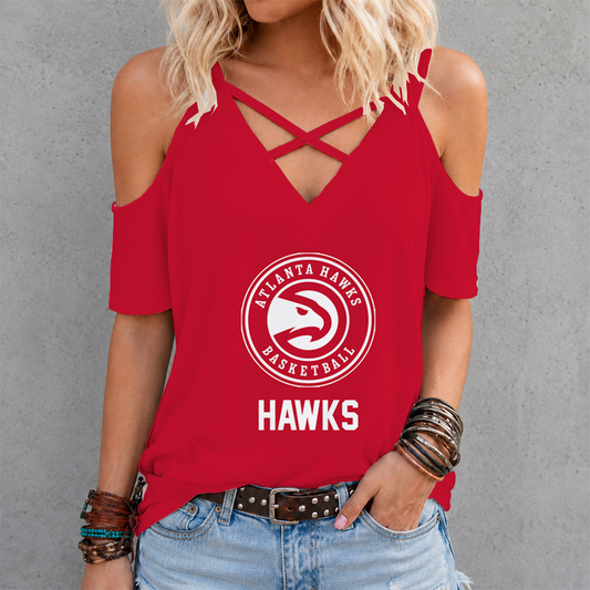 [HOT DEAL] NEW CUSTOMIZED NBA17 AHA ATLANTA HAWKS CRISS CROSS V-NECK TOP