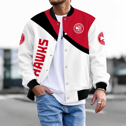 [HOT DEAL] NEW CUSTOMIZED NBA17 AHA ATLANTA HAWKS BASEBALL JACKET, SATIN VARSITY JACKET