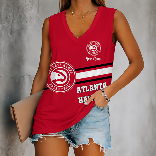 [HOT DEAL] NEW CUSTOMIZED NBA17 AHA ATLANTA HAWKS WOMEN'S V-NECK TANK TOP