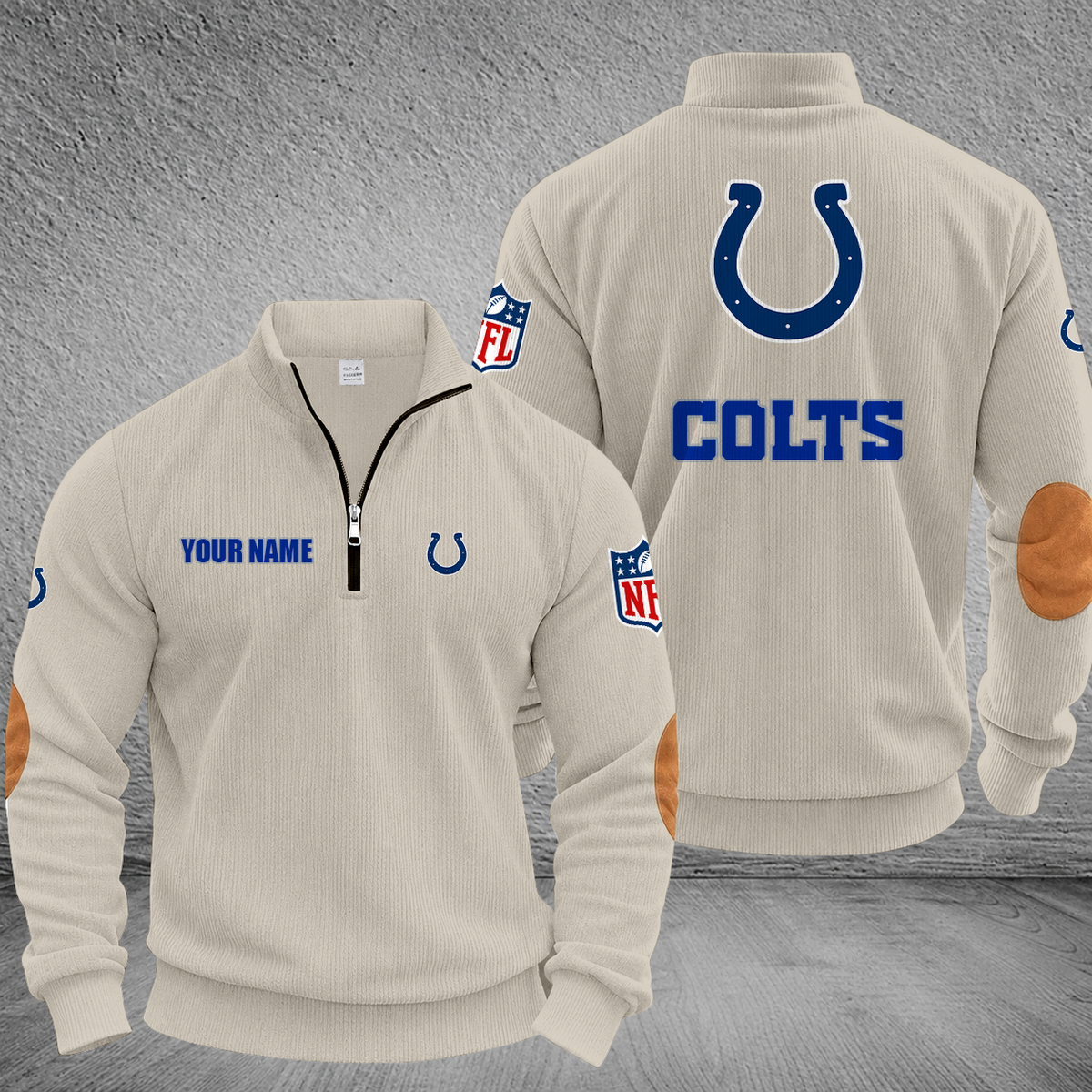 [SPECIAL OFFER] NEW CUSTOMIZED NFL17 IDC INDIANAPOLIS COLTS MULTICOLOR STRIPED QUATER ZIP SWEATSHIRT
